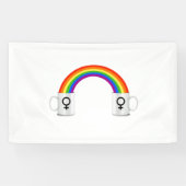 Lesbische Regenboog Koffie Datum Spandoek (Horizontaal)
