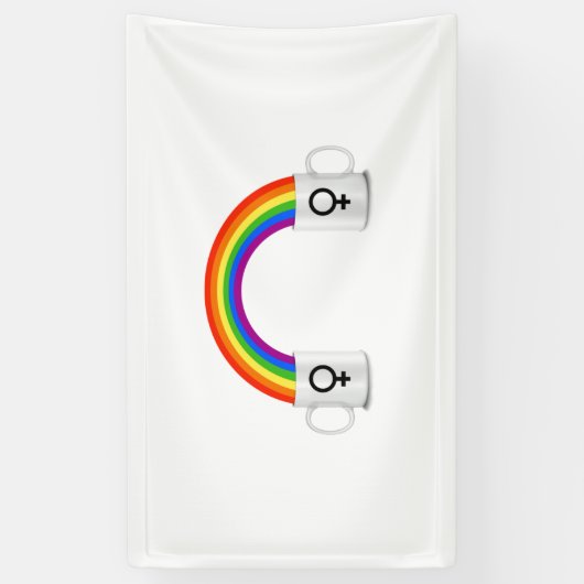 Lesbische Regenboog Koffie Datum Spandoek (Verticaal)