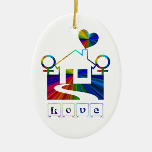 Lesbische regenboog thuis met Proverb Keramisch Ornament
