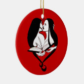 Lesbische Romance Rood en Wit Keramisch Ornament (Rechts)