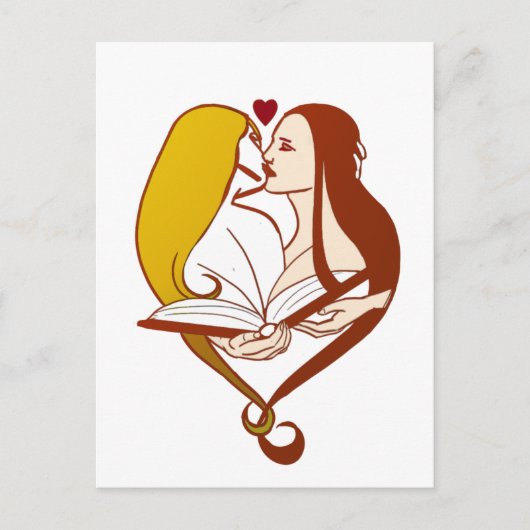 Lesbische Romance Sepia Gold Briefkaart (Voorkant)