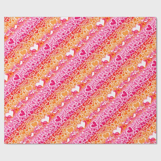 Lesbische Sunset Pride Squiggle Cadeaupapier (Vlak)