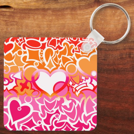 Lesbische Sunset Pride Squiggle Sleutelhanger (Achterkant)