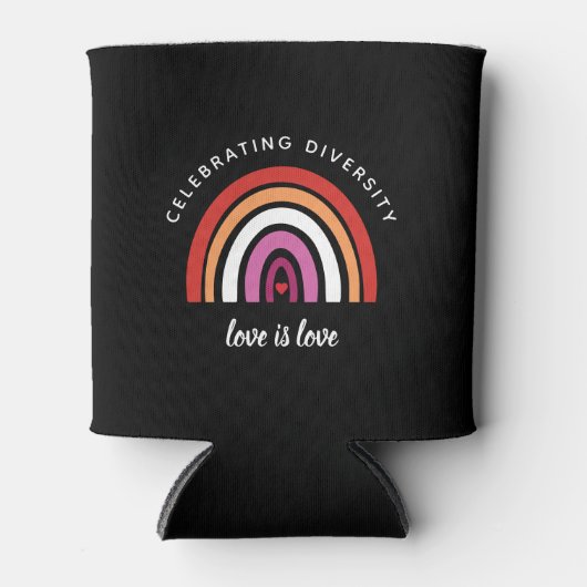 Lesbische trots: Diversity Love vieren is Love Blikjeskoeler (Voorkant)