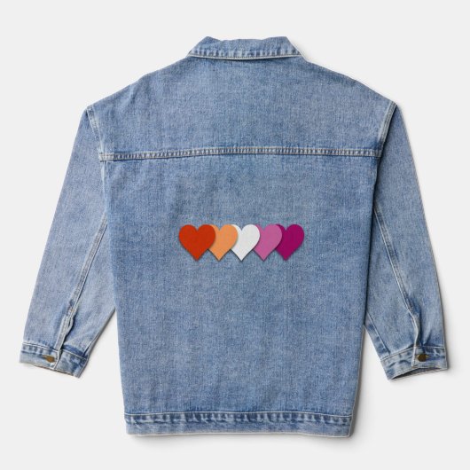 Lesbische trots harten denim jacket (Achterkant)
