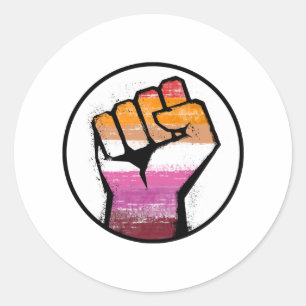 Lesbische trots vuist cirkel ronde sticker