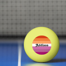 Lesbische vlag met gepersonaliseerde naamgift pingpongballen