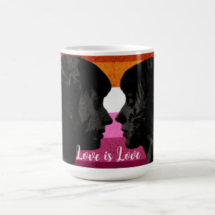 Lesbische Vlag met Twee Vrouw Silhouetten Koffiemok