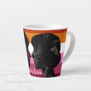 Lesbische Vlag met Twee Vrouw Silhouetten Latte Mok
