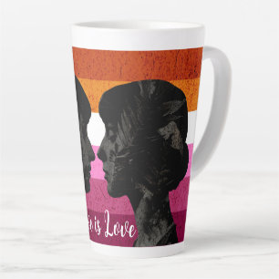 Lesbische Vlag met Twee Vrouw Silhouetten Latte Mok