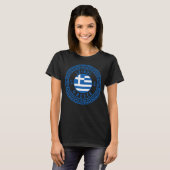 Lesbos, Griekse Vlag Dames Zwarte T-shirt (Voorkant volledig)