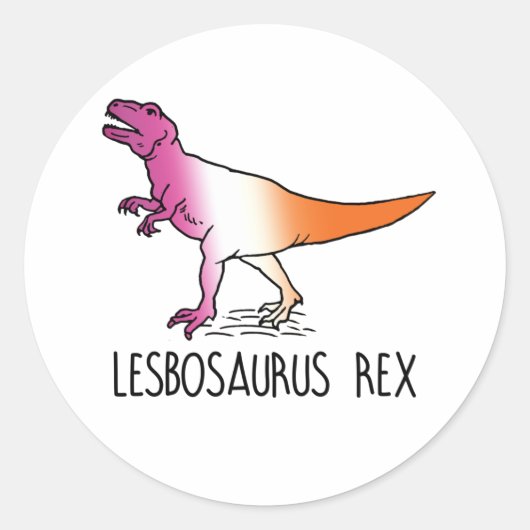 Lesbosaurus rex ronde sticker (Voorkant)