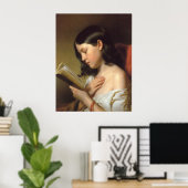 Lesendes Mädchen Poster (Thuiskantoor)