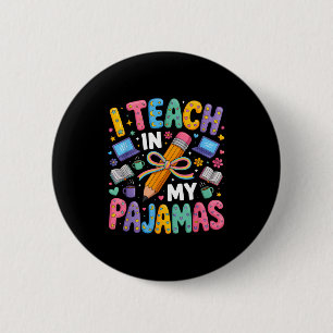 Lesgeven in pyjama's grappige quote online leraar ronde button 5,7 cm