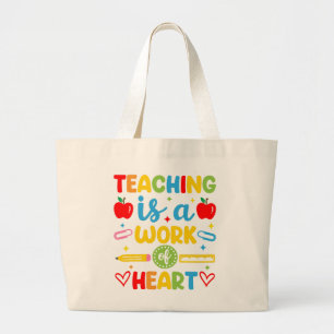 Lesgeven is een hartstocht cadeau voor leraren grote tote bag