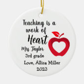 "Lesgeven is een werk van hart" Kerst Ornament (Voorkant)