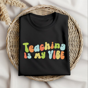 Lesgeven is mijn vibe-T-shirt, groovy teacher T-shirt