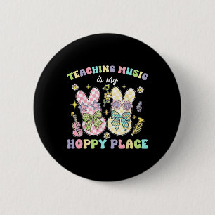 Lesgeven Muziek Hoppy Place Bunny Paasdagen Resur Ronde Button 5,7 Cm