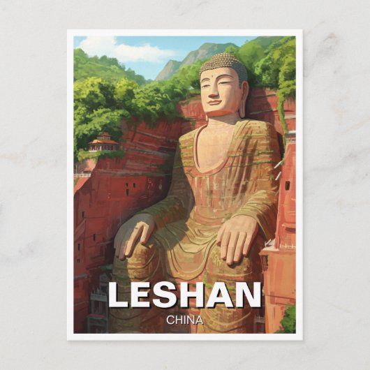 Leshan Giant Buddha China Reizen Briefkaart (Voorkant)