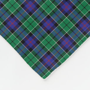 Leslie Clan Bright Blue en Green Hunting Tartan Fleece Deken