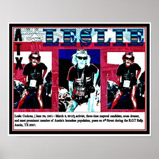 Leslie Cochran, dakloos, kruisreclame, activiste Poster (Voorkant)