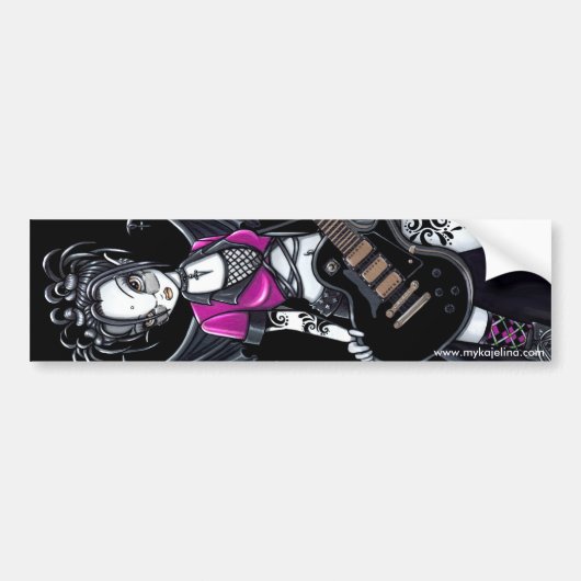Leslie Gothic Black Beauty Guitar Fairy Bumpersticker (Voorkant)
