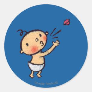 Leslie Patricelli Blow a Kiss Baby Ronde Sticker
