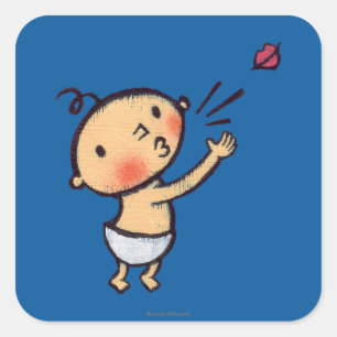 Leslie Patricelli Blow a Kiss Baby Vierkante Sticker