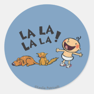 Leslie Patricelli Singing Baby met Bunny Slippers Ronde Sticker