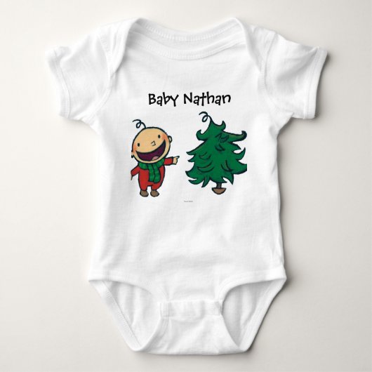 Leslie Patricelli's Baby kiest een kerstboom Romper (Voorkant)