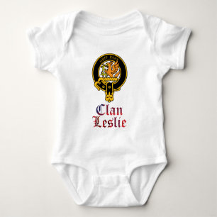 Leslie Scottish crest en tartan clan name Romper