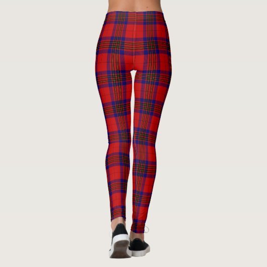 Leslie tartan red blue paars plaid leggings (Achterkant)