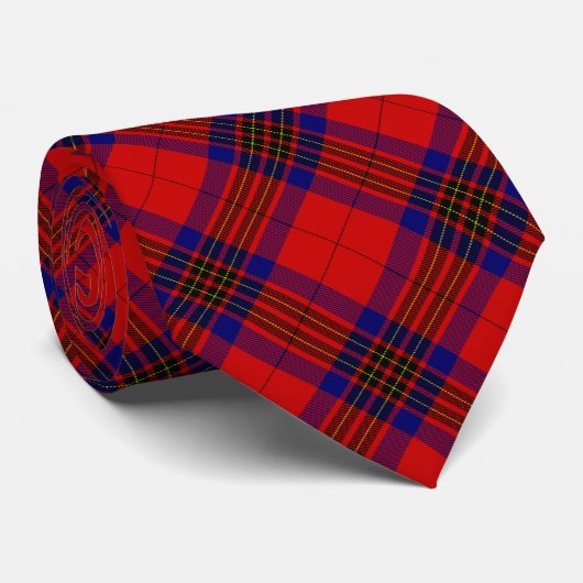 Leslie tartan red blue paars plaid stropdas (Opgerold)