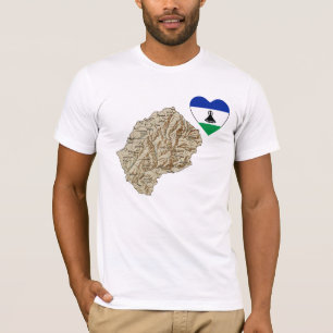 Lesotho Flag Heart en Map T-Shirt