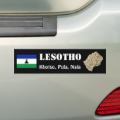 Lesotho Flag + Map Bumpersticker (Op auto)
