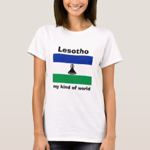 Lesotho Flag + Map + Tekst T-Shirt