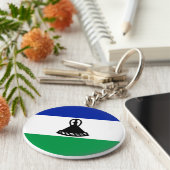 Lesotho Flag Sleutelhanger (Zijkant)
