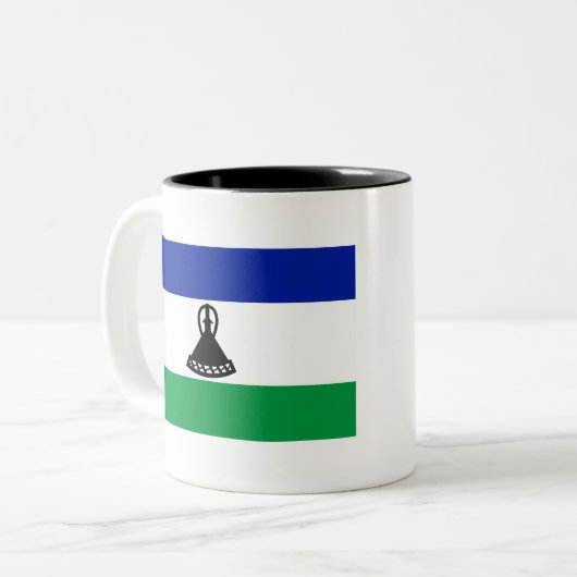 Lesotho Flag Tweekleurige Koffiemok (Voorkant links)