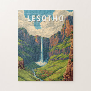 Lesotho Illustratie Reis Kunst Vintage Legpuzzel