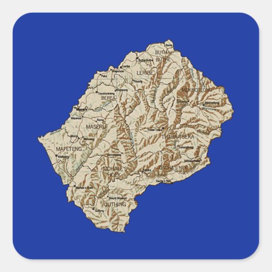 Lesotho Kaart Sticker (Voorkant)