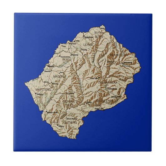 Lesotho Map Tile Tegeltje (Voorkant)
