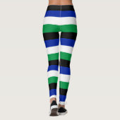Lesotho National Flag Colors Horizontal Striped Leggings (Achterkant)