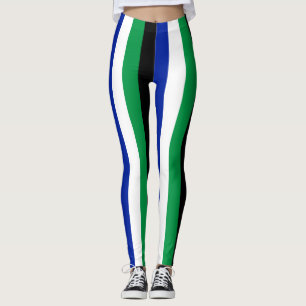 Lesotho National Flag Colors Verticaal gestreept Leggings