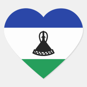 Lesotho Vlag Hart Sticker