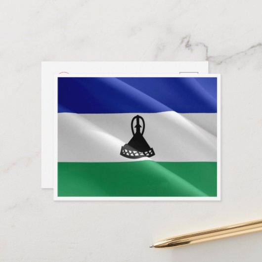 Lesotho - Waving Flag - Briefkaart (Voorkant / Achterkant in situ)