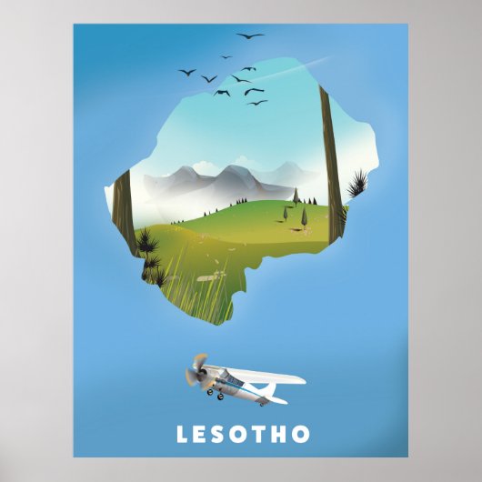Lesotho Zuid-Afrika Ski poster (Voorkant)