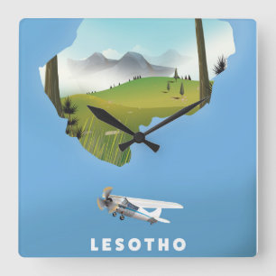 Lesotho Zuid-Afrika Ski poster Vierkante Klok