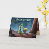 L'espace branche la carte d'anniversaire sur table (Fleur jaune)