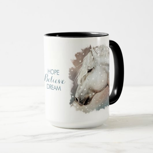 L'espoir, croient, rêvent. Tasse de cheval (Devant droit)