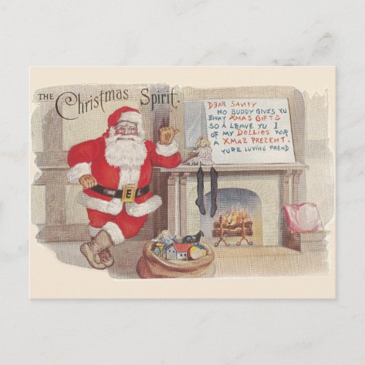 L'Esprit de Noël - Art de Carte Postale Ancienne (Devant)